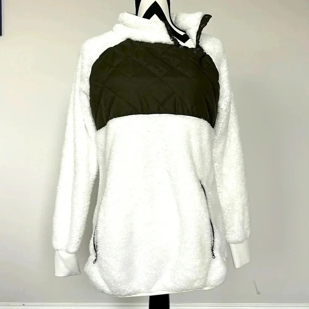 Olive A-symetric Fleece Pullover Sz‎ SM